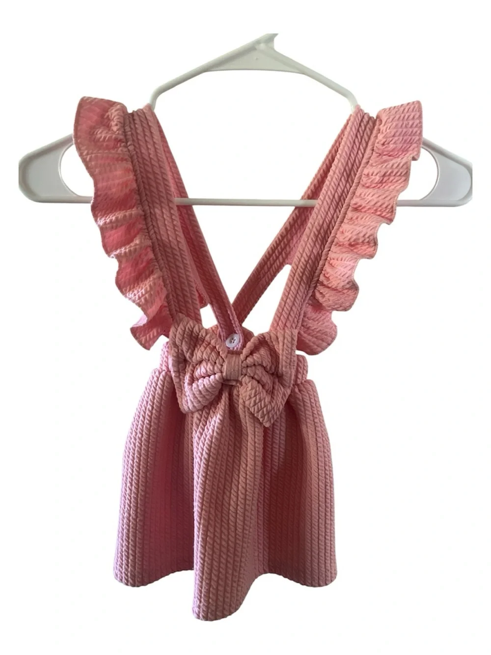 Pink Ruffle Knit Toddler Suspender Skirt
